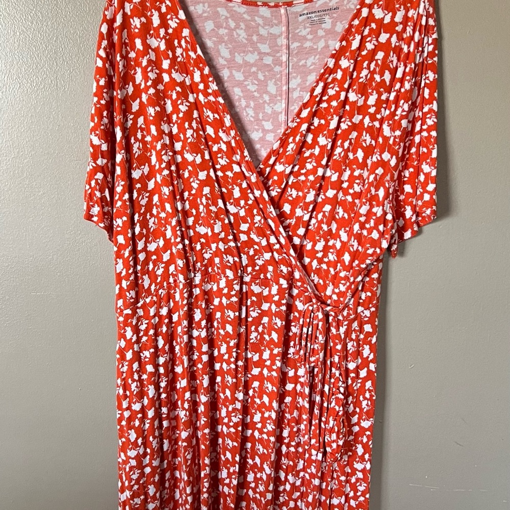 Amazon Essentials Colorful Orange Flowered Dress